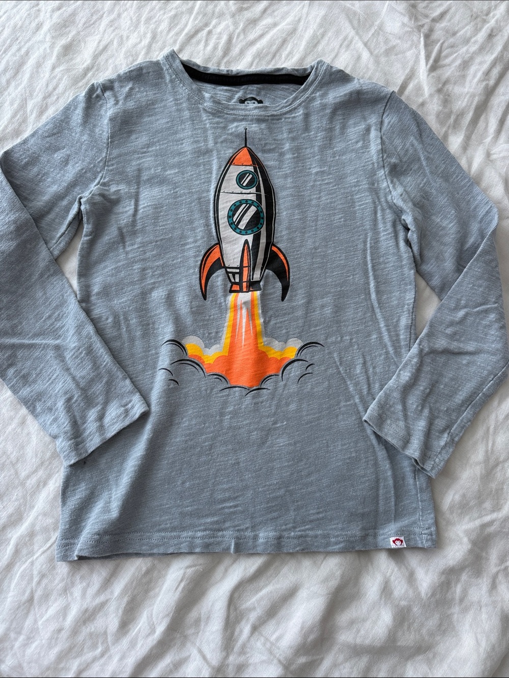 Appaman Gray Long-Sleeve Tee with Orange Rocket Graphic